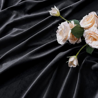 MIULEE Black Velvet Curtains 96 inches 2 Panels - Luxury Blackout Curtains for Bedroom Living Room Thermal Insulated Super Soft Window Drapes Rod Pocket & Back Tab Halloween Decor, W52 x L96 inches