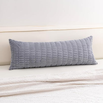 Corduroy Decorative Throw Pillow Covers 14x36 Inch Soft Striped Pillow Covers Modern Farmhouse Home Decor for Sofa Living Room Couch Bed（Light Grey）