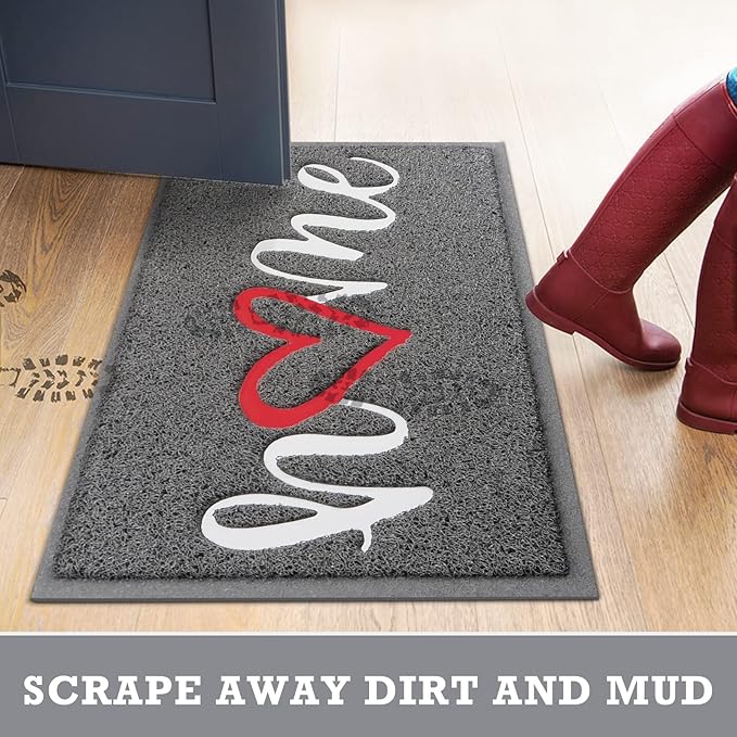CozyBounty Black Door Mat Welcome Mats Home Non-Slip Doormat for Entryway Low-Profile Floor Mat for Yard, Garage, High Traffic Areas (30"x17.5", Grey)