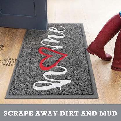 CozyBounty Black Door Mat Welcome Mats Home Non-Slip Doormat for Entryway Low-Profile Floor Mat for Yard, Garage, High Traffic Areas (30"x17.5", Grey)