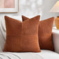 Fancy Homi 2 Packs Rust Big Decorative Throw Pillow Covers 24x24 Inch for Living Room Couch Bed, Rustic Farmhouse Boho Home Decor, Soft Corss Corduroy Patchwork Square Terracotta Cushion Case 60x60 cm