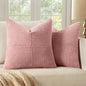 MIULEE Blush Pink Decorative Throw Pillow Covers 18x18 Inch for Couch Bed Sofa Valentines Day Pack of 2 Boho Farmhouse Throw Pillows Soft Cross Corduroy Patchwork Textured Cushion Cases