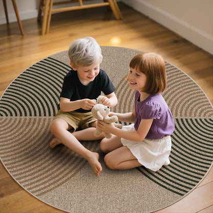 Lahome Enfys Modern Rainbow Round Rug, 6ft Easy Jute Circle Patio Rug Washable Indoor Outdoor Rugs for Living Room, Farmhouse Natural Round Area Rug Contemporary Carpet for Entryway Backyard