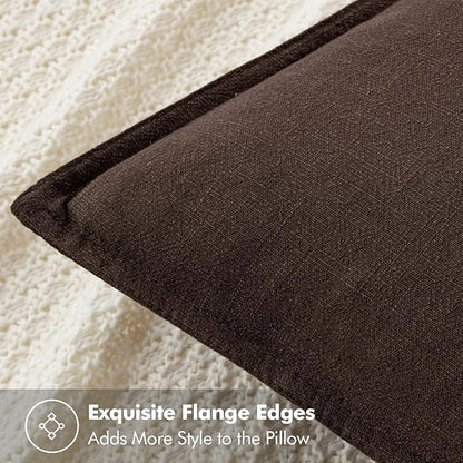 MIULEE Decorative Linen Euro Sham Pillow Covers 28x28 Inch Dark Brown Boho Farmhouse Neutral Winter Couch Throw Pillows for Bed Pack of 2 Accent Modern Pillowcase Sofa Livingroom Home Decor