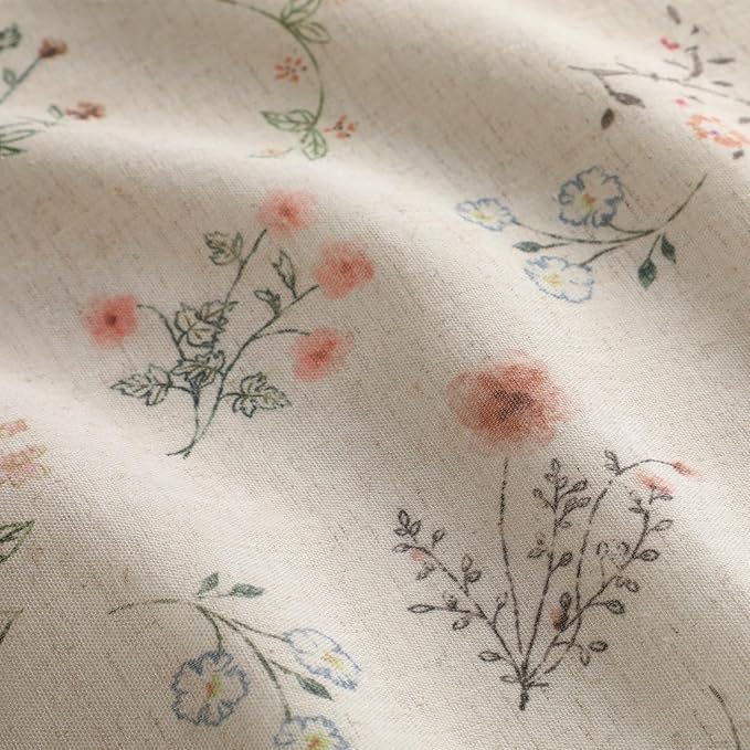 Boho Floral 100% Blackout Curtains 63 Inch Length 2 Panels Set, Linen Texture Farmhouse Curtains Beige Tassel for Living Room Bedroom Vintage Rustic Patterned Printed Western Rod Pocket