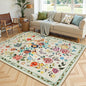 Rugflix 5x7 Washable Area Rug for Living Room, Soft Non Slip Low Pile Carpet, Floral Vintage Stain Resistant Rugs for Bedroom, Dining Room, Home Office, Beige Yellow