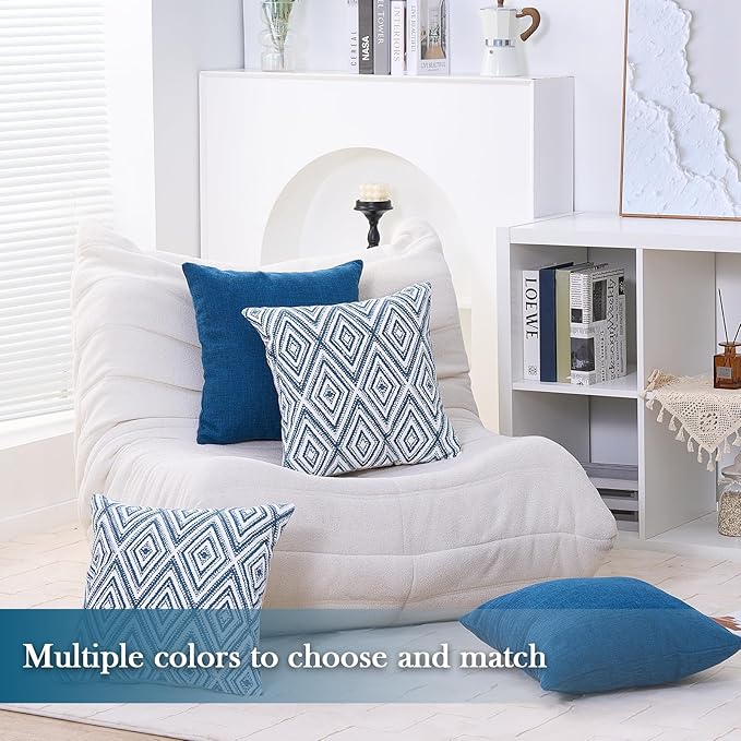 HPUK Decorative Throw Pillow Covers Set of 4 Couch Pillows Accent Cushion Cover for Couch Sofa Living Room, 20"x20" inches, Navy Blue