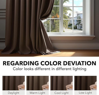 Deconovo Blackout Curtains, Thermal Insulated, W70 x L108 2 Panels, Back Tab, Machine Washable, Room-Darkening Drapes for Bedroom/Living Room Brown