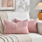 Fancy Homi 2 Packs Blush Pink Long Lumbar Decorative Throw Pillow Covers 12x24 Inch for Couch Bed Sofa, Rustic Farmhouse Boho Home Decor, Soft Striped Corduroy Rectangle Accent Cushion Case 30x60 cm