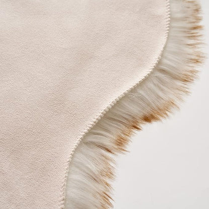 MIULEE 3x5 Feet Faux Fur Sheepskin Rug, Luxury Fluffy Area Rugs - Super Soft Decorative Shag Carpet for Bedroom, Living Room, and Nursery, White and Brown