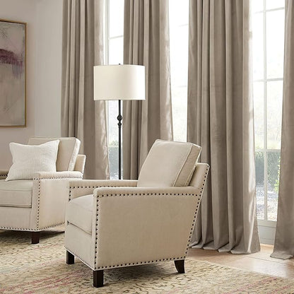 RYB HOME Camel Beige Velvet Curtains 84 inch, Room Darkening Window Curtains with Multiple Hanging Options Heavy Duty Plush Backdrop for Bedroom Guest Room, W52 x L84 inch, 2 Panels