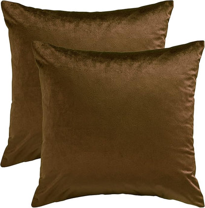 GIGIZAZA Decorative Throw Pillow Covers Set of 2,22 x 22 Chocolate Couch Pillow Covers,Velvet Square Cushion Covers