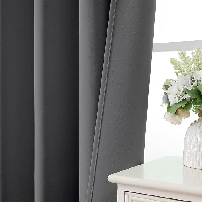 CUCRAF Light Grey Blackout Curtains 72 inch Length 2 Panels Set, Rod Pocket Room Darkening Drapes for Bedroom Living Room, Insulated Thermal Light Blocking Window Curtain (W52 x L72 Inch)