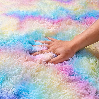 Rainbow Runner Rugs for Bedroom, 2x6 Rug Runners for Cute Girls Room, Bedside Indoor Floor Fluffy Shag Carpet, Plush Soft Rug for Nursery Dorm Kids Home Decor