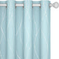 Deconovo Blackout Curtains, Thermal Insulated Soundproof Grommet Drapes, Wave Dot Foil Print, 52 x 63 Inch, Set of 2, Machine Washable Window Panel for Bedroom Living Room Nursery Kitchen, Light Blue