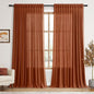 Nanspring Extra Wide Long Curtains for Living Room 108 Inches Long Back Tab Terracotta Linen Semi Sheer Rustic Farmhouse Boho Floor to Ceiling High Window Curtain for Bedroom Luxury 100x108, 2 Panels