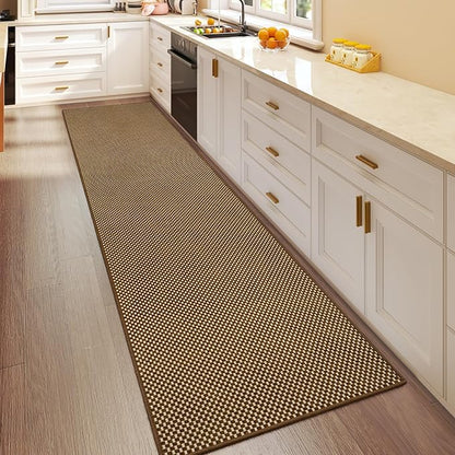 YDKGL 2x8 ft Hallway Runner Rug Extra Long Boho Woven Kitchen Runner Rugs Mat Non Slip Washable, Soft Entryway Laundry Floor Carpet for Indoor Backdoor Bedroom Hallway Living Room, Dark Brown/Coffee