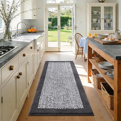 48x24 Long Bathroom Rugs Washable Non Slip, Dark Grey Bath Mat for Bathroom Floor Tub, Soft Absorbent Quick Dry Mats for Shower, Bathtub,Home Decor