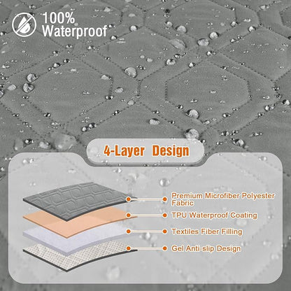 VANSOFY Waterproof Recliner Couch Covers, Sofa Covers 1-Piece Washable Reclining Sofa Cover Non-Slip Furniture Protector with Elastic Straps Pocket for Dogs, Pets(Gray,3 Seater)
