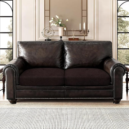 Leather Look Couch Cushion Covers Sofa Seat Slipcovers Sets Couches Furniture Protector for Sectional Armchair Loveseat Pets Kids Stretch Spandex Fabric (2 Cushion Loveseat, Chocolate)