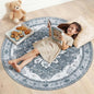 Area Rugs 4ft Washable Non-Slip, Floral Vintage Distress Print Pattern Medallion Carpet for Living Room Bedroom Dining Room, Light Gray Grey White