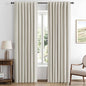MIULEE 100% Blackout Linen Curtains for Bedroom, Light Cream Solid Luxury Decor Thermal Insulation Room Darkening Drapes for Living Room Nursery Back Tab Rod Pocket 42 x 63 Inches, 2 Panels