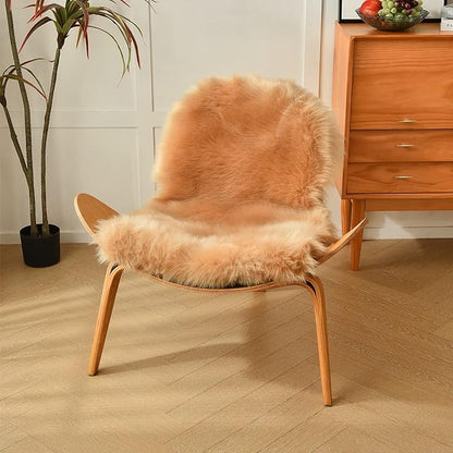 duduta Beige Faux Sheepskin Throw Rug 2x3 ft, Small Fluffy Shag Fur Rug for Bedroom Kids Room Dorm Decor Chair Covers Non Slip