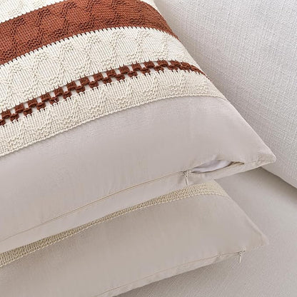 Fancy Homi Set of 1 Rust Boho Euro Decorative Throw Pillow Covers 26x26 Inch for Couch Bed Sofa, Aesthetic Modern Organic Fall Room Decor, Soft Cotton Cute Terracotta Textured Farmhouse Cushion Case