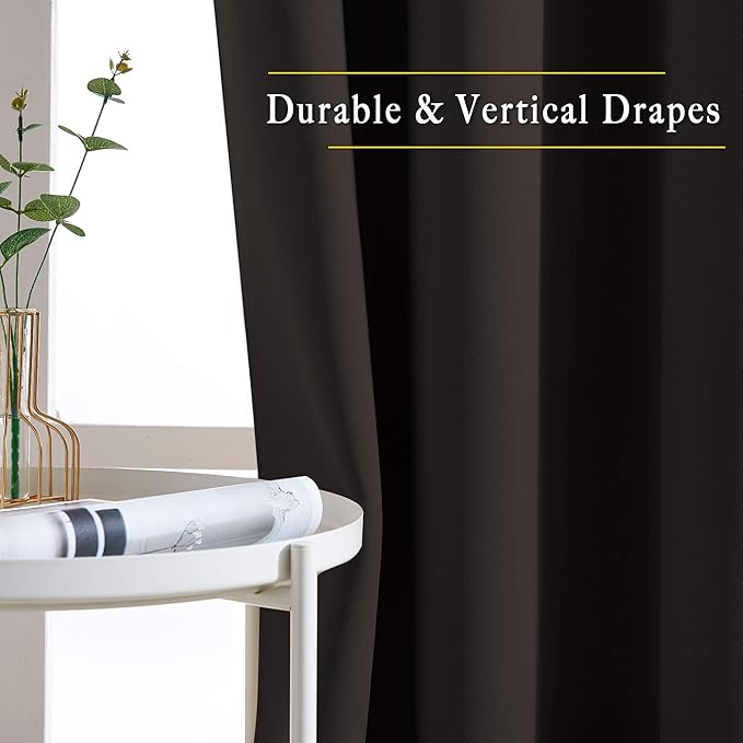 NICETOWN Blackout 102 inch Curtains for Living Room, Grommet Thermal Insulated Room Darkening Curtains for Bedroom/Living Room, 2 Panels, W52 x L102, Toffee Brown