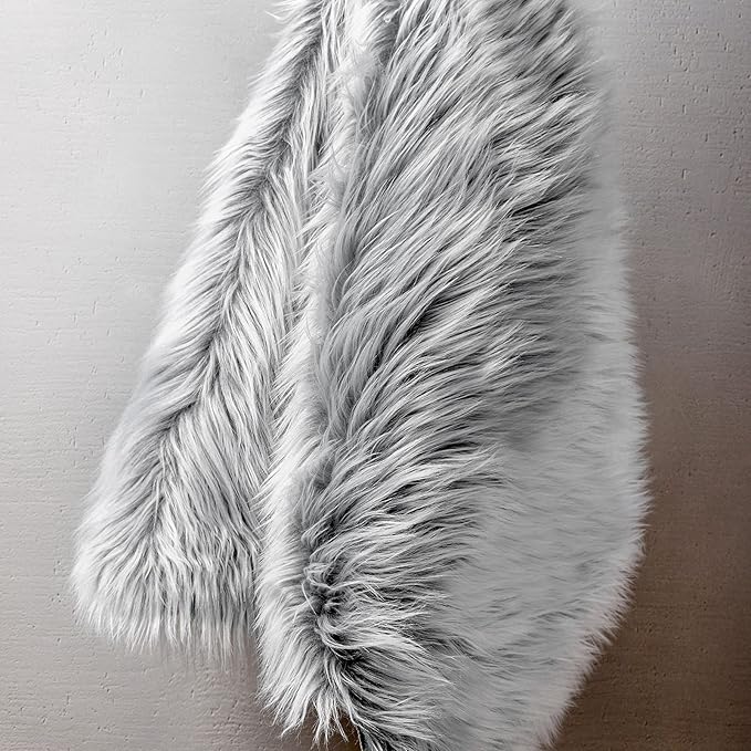 Ashler faux fur rug, Fluffy Shaggy Area Rug Ultra Soft 2 x 3 Feet Sheepskin Fur Rug, Frosted Bottom Gray Fuzzy Rug Machine Washable Shag Rug, Nursery Decor Throw Rugs for Bedroom, Living Room
