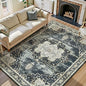 Lofus 8x10 Washable Area Rug, Vintage Floral Rugs for Living Room, Bedroom, Dinning Room, Low Pile Large Area Rugs with Non-Slip Backing, Flower Print Pattern, Black Brown