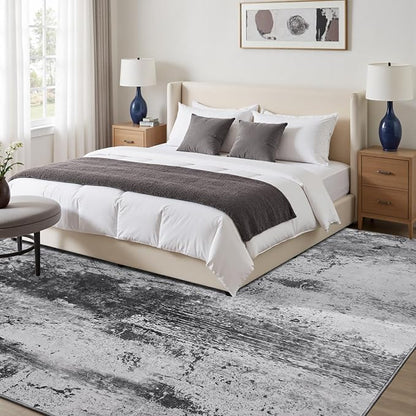 Toneed Abstract Area Rug Modern Washable Rug Soft Non Slip Rug Low Pile for Bedroom Living Room Dining Room Slate Grey 4x6 Feet