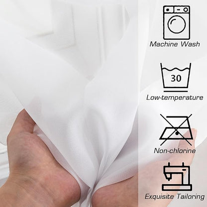 Simplebrand Sheer White Curtains 63 Inch Length 2 Panels, Rod Pocket Solid Color Window Sheer Curtain Panels, Elegant Curtains & Drapes for Living Room, Bedroom 2 Panels (White, 42" W x 63" L)