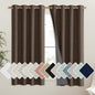 NICETOWN Coffee Vintage Linen 100% Blackout Curtains for Living Room, Thermal Insulated Curtains 48" Long, Noise Reducing Window Treatment Drapes for Hall Room, 52" Wide Per Panel, Set of 2