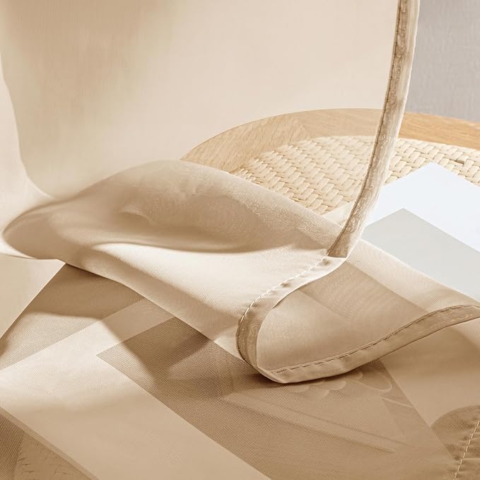 MIULEE Brown Sheer Curtains 108 Inches Long, 4 Panels Set, Rod Pocket Voile Drapes Light Filtering and Semi Transparent, Elegant Window Treatments for Bedroom Living Room,42 x 108 Inches