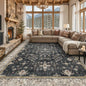 Boho Black Rug for Living Room - Washable 10x12 Area Rug, Dining Room Rugs for Under Table, Soft Low Pile Carpet for Bedroom - Farmhouse Decor, Non-Slip & Stain Resistance