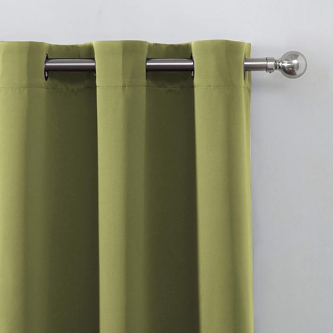 LEMOMO Blackout Curtains 66 x 95 inch/Olive Green Curtains Set of 2 Panels/Thermal Insulated Room Darkening Bedroom Curtains