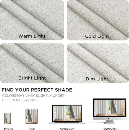 Joydeco Linen Blackout Curtains for Bedroom - 100% Light Blocking 1 Panels, White Drapes 100" W x 108" L, Thermal Insulated Room Darkening Curtains for Living Room, Rod Pocket & Back Tabs