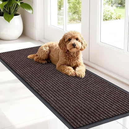 OLANLY Front Door Mat Indoor Outdoor Entrance, Waterproof Heavy Duty Doormat, Fade Resistant, Low Profile, Easy Clean Patio Porch Welcome Floor Mats for Entry, 47x17, Tan