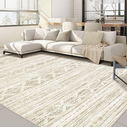 Nakagishi Area Rugs 9x12 Living Room: Washable Boho Large Neutral Modern Soft Farmhouse Beige Rug Stain Resistant Indoor Floor Non-Slip Carpet for Women Home Enthusiasts Aged 25-45 - Bedroom Room