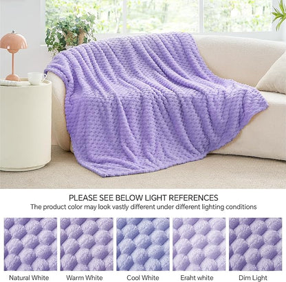 BEDELITE Fleece Blanket - 3D Jacquard Decorative Lavender Throw Blankets for Couch & Bed, Soft and Cozy Warm Plush Fluffy Blanket All Seasons Suitable, 50x70Inches
