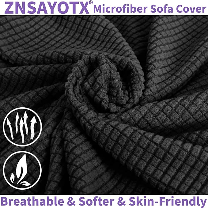 ZNSAYOTX Super Stretch Chair Slipcover Universal Sofa Chair Covers for Living Room Dogs Pet Furniture Protector Spandex Armchair Slipcovers with Anti Slip Foam Sticks (Black, Chair)