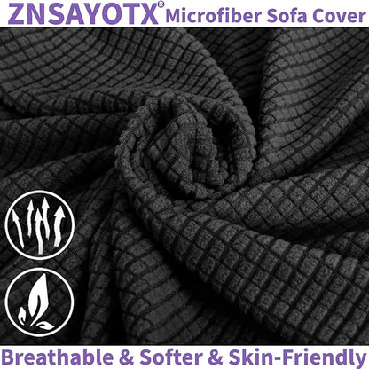 ZNSAYOTX Super Stretch Chair Slipcover Universal Sofa Chair Covers for Living Room Dogs Pet Furniture Protector Spandex Armchair Slipcovers with Anti Slip Foam Sticks (Black, Chair)