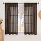 BGment Linen Curtains 54 Inch Length for Window, Brown Semi Sheer Drapes Light Filtering Textured for Living Room Kitchen Bathroom Decor Rod Pocket, 2 Panels Set, Each 42 Inch Wide