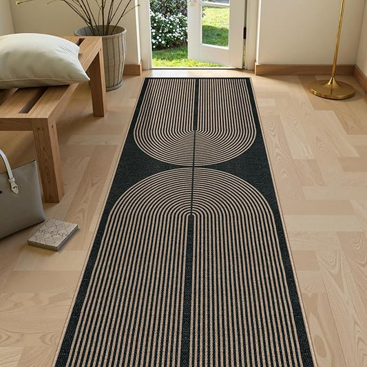 Lahome Enfys Modern Rainbow Kitchen Runner Rug, 2x8 Easy Jute Rug Runners for Hallways Entry Farmhouse Indoor Outdoor Carpet, Contemporary Washable Non Slip Runner for Laundry Room Porch