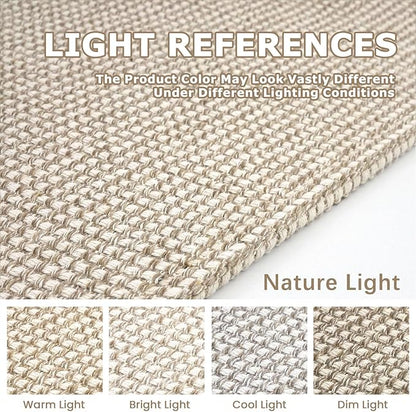 KOZYFLY Washable Area Rug 4x6 ft Non Slip Rubber Backed Living Room Rugs Braided Woven Cotton Kitchen Rugs Indoor Outdoor Entryway Rug Floor Carpet for Dining Living Room Bedroom, Ivory/Khaki