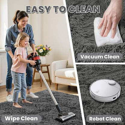 5x8 Area Rugs for Living Room: Soft Fluffy Shag Grey Rugs for Bedroom, Non Slip Large Fuzzy Plush Rug Indoor Floor Carpet for Nursery Kids Boys Girls Room, Dorms, Playroom, Modern Home Decor