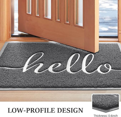 BeneathYourFeet Door Mat (30"x17.5",Dark Grey), Welcome Mat Low Profile Front Doormat Non Slip Mats for Entryway, Patio, High Traffic Areas