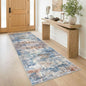 IOHOUZE Abstract Runner Rug 3x8 Ft Washable Runners for Hallways, Non Slip Kitchen Runner Printed Faux Wool Entryway Runner Indoor, Modern Abstract Floor Carpet for Hall Bedroom, Blue Rust