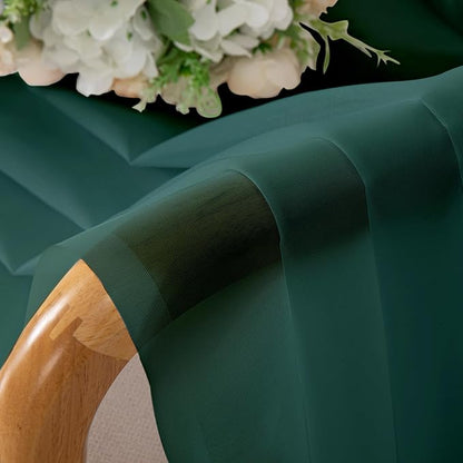 OWENIE Green Sheer Curtains 84 Inches Long for 2 Panels Set for Christmas, Solid Light Filtering Fimly Voile Sheer Curtains for Living Room Bedroom, Hunter Green, 42"x84"